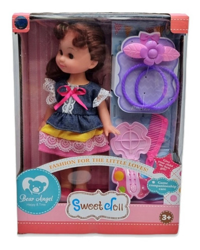 Muñeca Sweet Doll Mu03 Accesorios Maquillaje Vestido Azul