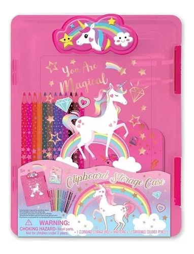 Set De Arte Cresko Escolar Unicornios Clipboard Lapices