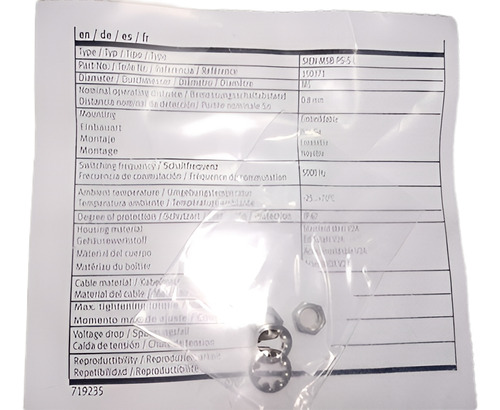 Sensor Inductivo Marca Festo Mod. Sien-m5b-ps-s-l No. Art. 150371