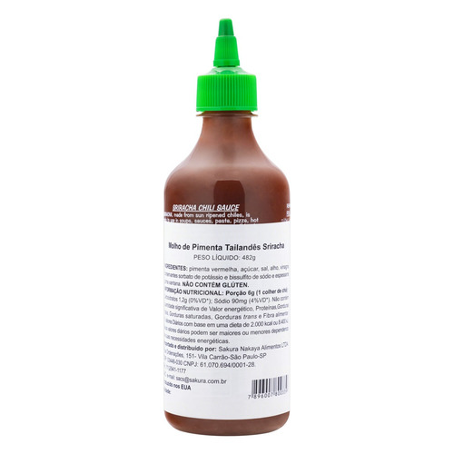 Imagem 2 de 4 de Molho Pimenta Tailandês Sriracha Sem Glúten 793ml Usa