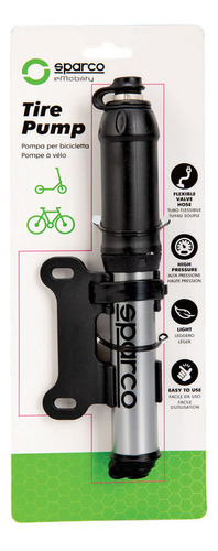 Bomba De Aire Mini Portátil Para Bicicleta Y Scooter Sparco Color Gris