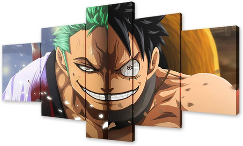 5 Cuadros Canvas  Roronoa Zoro Luffy  One Piece Anime 