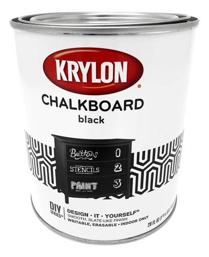 Pintura Para Pizarra Krylon, Color Negro, 1 Cuarto De Galón