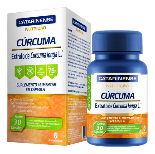 Cúrcuma Longa 30 Cápsulas 130mg Catarinense Sabor Sem Sabor