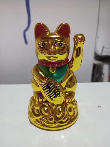Gato Chino De La Suerte.abundancia.fortuna.11 Cm.maneki Neo Dorado