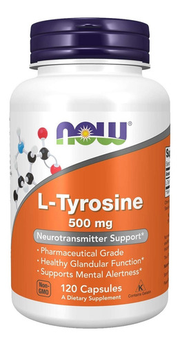 L Tyrosine 500mg Now Foods Tirosina Fadiga 120c Importada