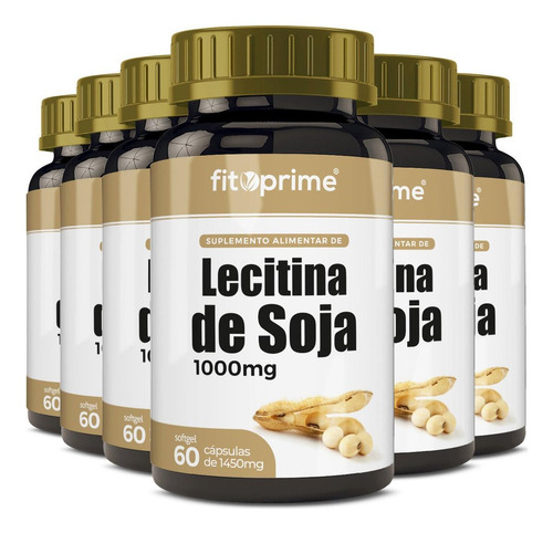 Kit 6 Lecitina De Soja 1000mg 60 Cápsulas Fitoprime