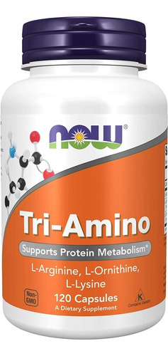 Now Tri-amino 120 Cap L-arginina L-ornitina L-lysina Usa