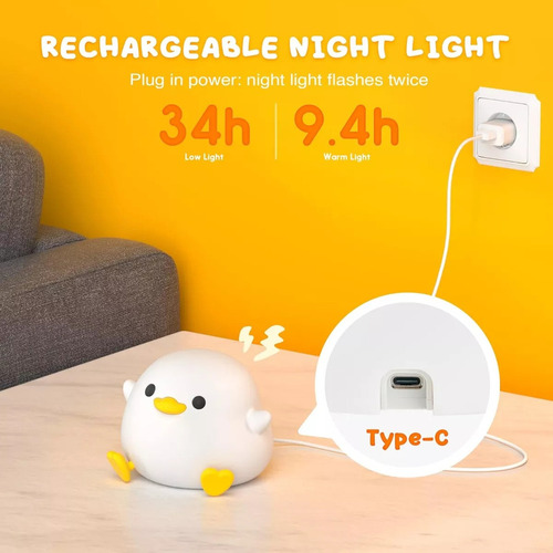 Y K Luz De Pato Led De Silicona Para Niños Con Sensor Táctil