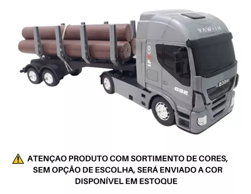 Caminhão Carreta De Brinquedo Iveco Hi-way Tora De Madeira