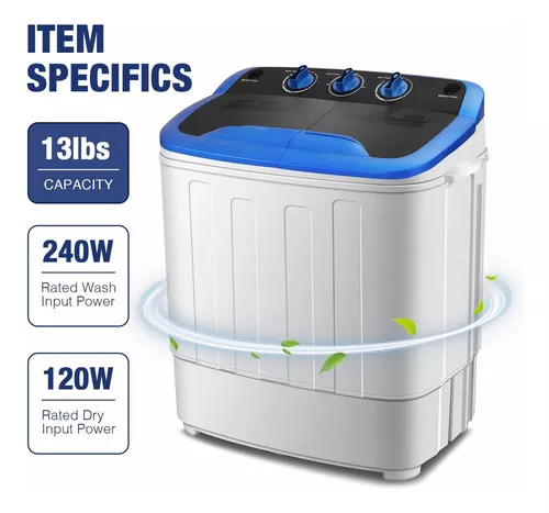 KUPPET Washing Machine, 21Ibs Portable Mini Compact Twin Tub Washer Spin  Dryer, Ideal for Dorms, Apartments, RVs, Camping etc, White & Grey