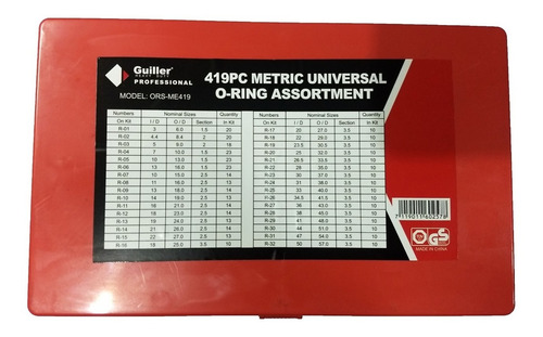 Set De O-rings 419 Anillo Goma Milimetrico Universal Guiller