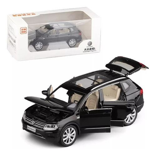 Cor da luz e som de metal em miniatura Volkswagen Tiguan em escala 1:32: preto