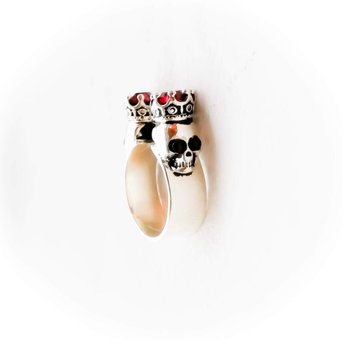 Anillo Calaveras Con Corona Plata Ley 925