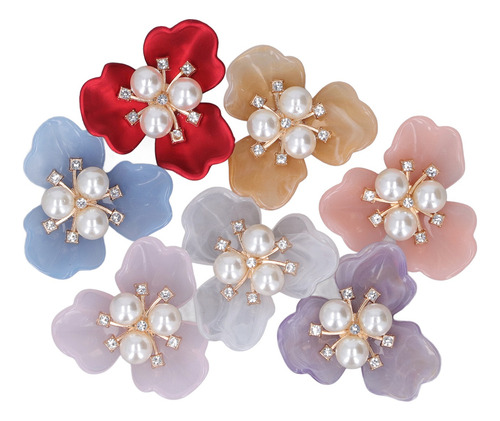 Rhinestone Buttons 14pcs Pearl Diy Exquisite Faux Pearl Flat