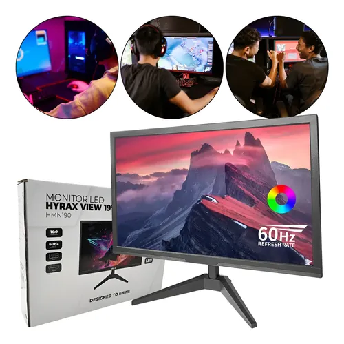 Tela 19 Polegadas Monitor Led Hyrax Tela 19 Polegadas 60hz Hdmi Vga Gamer Hd Preto 127 ...