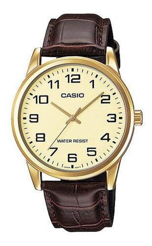 Reloj Casio Enticer Mtp-v001l-1bu Hombre Cuero Marrón