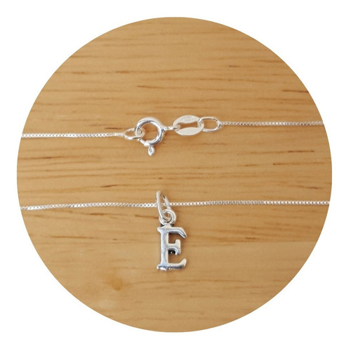 Cadena Con Mini Dije Letra Inicial E De Plata 925 Color Plateado