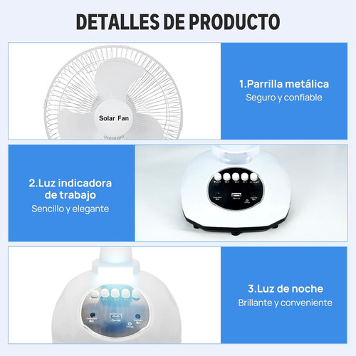 Ventilador De Mesa Solar Recargablemesa Abanico Oscilante Silencioso