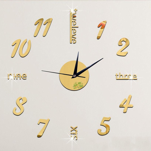 Reloj De Pared 3d Con Números De Espejo, Letras, Decoración