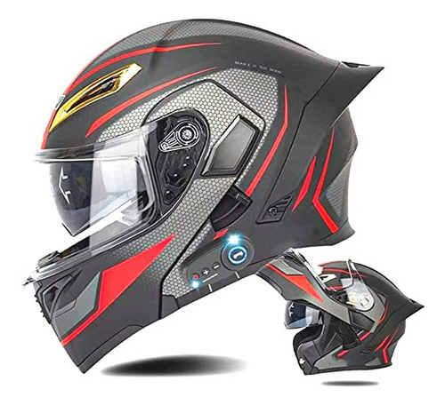 Casco De Motocicleta Modular Bluetooth Abatible Hacia Arriba