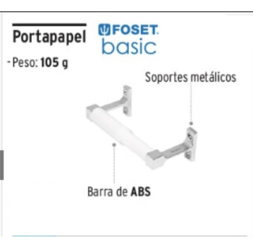Portarrollo De Papel Foset Acabado Cromo Y Plástico