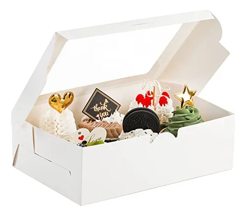 Caja Para Magdalenas Jucoan De Papel Kraft Blanco Con Ventan