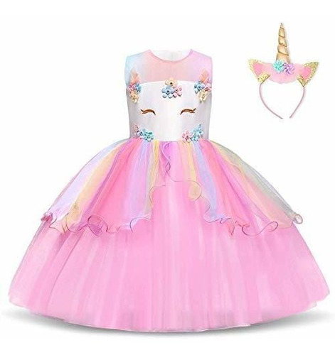 Niñas Unicornio Traje Del Vestido De La Princesa Vestidos D