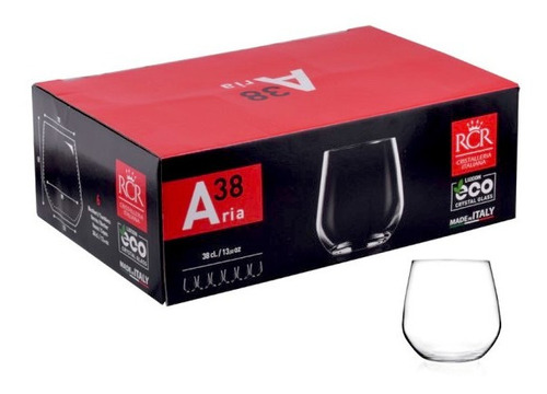 Vasos De Cristal Rcr - Aria 380ml Set X6 / Hechos En Italia