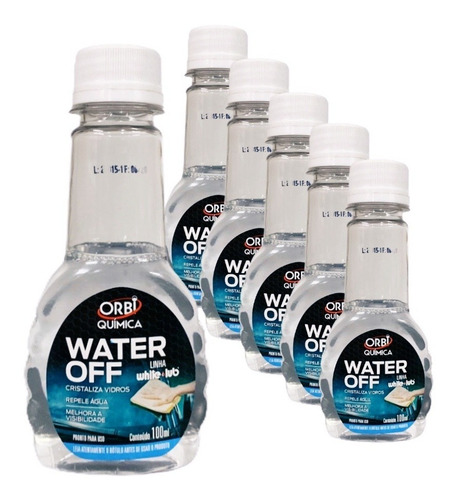 Kit 6 Cristalizador De Vidros Repele Agua Water Off 100ml