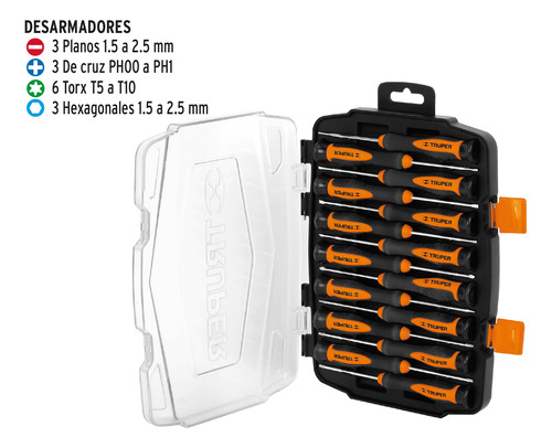 Juego 15 Desarmadores De Joyero De Precision Truper 14157