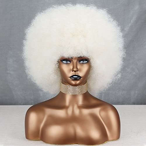 Xinran Short White Afro Wig For Black Women, Afro Hxyza