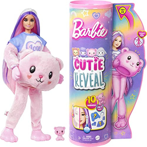 Muñeca Barbie Cutie Reveal Con Cabello Rosa Y Disfraz De Os