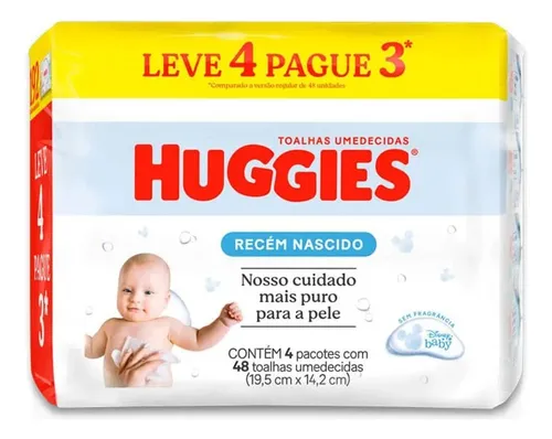 Toalha Umedecida Huggies Puro E Natural 192 Unidades