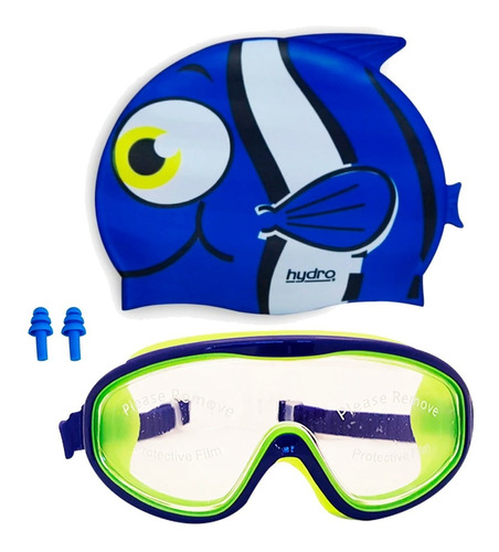 Antiparras + Gorra + Tapones Kit Infantil Pileta Natacion Uv