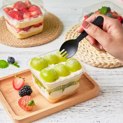 Desechable De 50 V Con Tapa De Fiesta Y Cuchara, 8 Oz