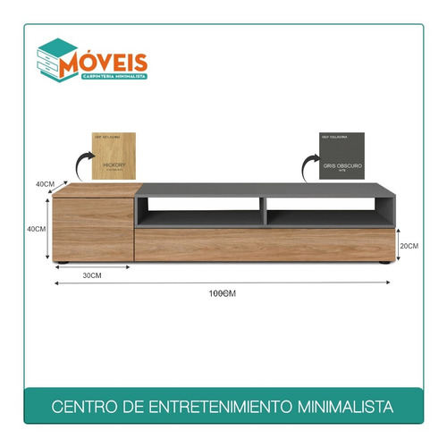Imagen 2 de 9 de Centro De Entretenimiento Minimalista_gris & Natural