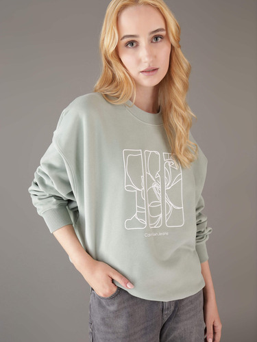 Sudadera Color Verde Con Bordado De Mujer Calvin Klein