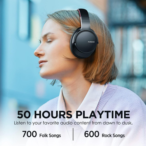 Ausdome E7 Bluetooth Noise Canceling Heatphes: Wireless Over Color Negro