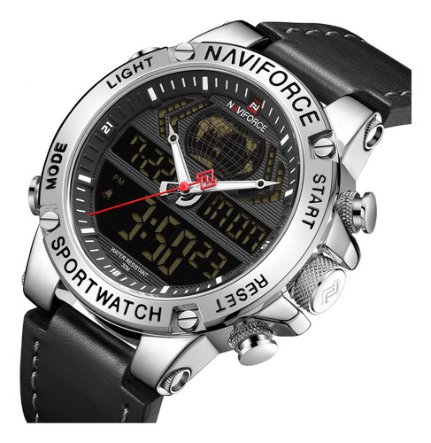 De Relojes De Cuarzo Militar De Cuero Para Hombre Naviforce