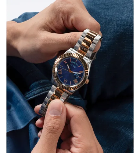 Reloj Guess Connoisseur Gw0265g12 Hombre Oro Rosa Cuarzo Correa