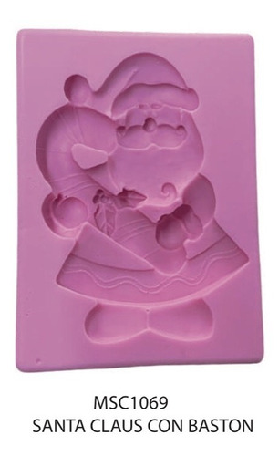 Molde Silicon Santa Claus Con Bastón Fondant Manualidades