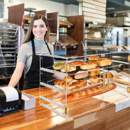 Vitrina De Pastelería Acrílica 3 Niveles Con Puerta