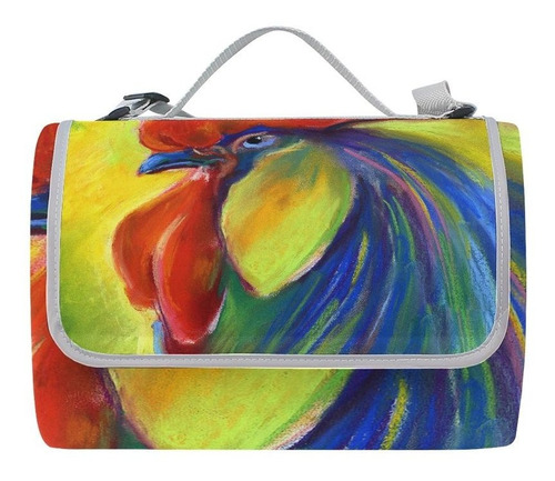 Florence Colorful Rooster Peine Rojo Manta Picnic Plegable