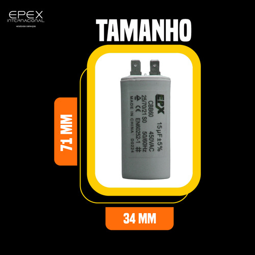 Capacitor Permanente 15uf 450v Epx (c/terminal)