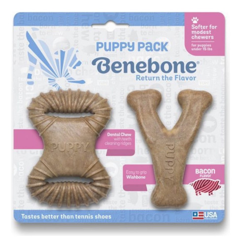 Juguete Benebone Pack Cachorro Masticable Sabor Tocino