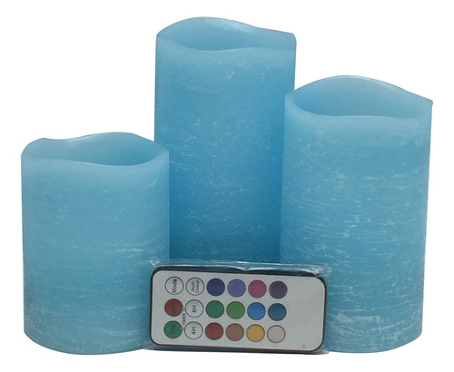 Juego De 3 Velas Led Azules De Regalo, Velas Realistas De Pi