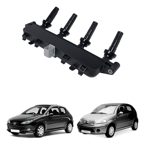 Bobina Igniçao Citroen C3 Peugeot 206 207 1.4 Conector Cinza