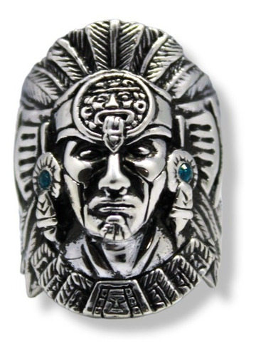 Anillo Cuauhtémoc Emperador Azteca Tlatuani Plata 925 Hombre