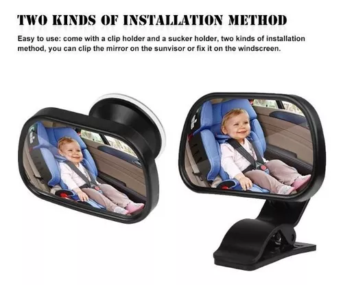 Espejo retrovisor bebé con adaptador para reposacabezas y ventosa